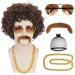 ANOGOL 5Pcs Set Afro Wig For Men Short Brown Curly Wig Disco Wigs 70'S Wig For Men 80'S Wig Borat Wig 80S Costumes For Men Disco Wig For Halloween Jerry Curly Wig Afro Wig For Rocker Costume Set Wig For Cosplay Party Hai...