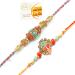 Ghasitaram Gifts Rakhi for Brother Rakhis Online - Set of 2 Beautiful Colours and Blue Ethnic Premium Rakhis with 400 GMS of Besan Barfi