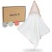 Moyo hooded towel in white-ros i 75x75cm i toddler & baby bathing poncho made of 100% frote cotton i baby towel with hooded baby bath towel i washable hooded towel baby white hood