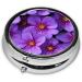 Buy Purple Lily Flowers Round Pill Box - 3 Compartment Portable Travel Organizer for Vitamins & Meds | Mini Decorative Pocket Purse - Buy Online on GoSupps.com