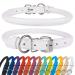 Collardirect round leather dog collar soft padded rolled handmade real leather collar for dog puppy cat small big black pink red purple blue white 48-53 cm