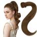 Easyouth Ponytail Extension Real Hair Braid Extensions Light Brown Pontayil Hairpiece Real Hair Remy Brown 18 Inch 80g #4 45 cm 1-28 PY#4