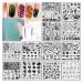 VNC Nail Stamping Plates Set 12pcs Nail Plates 1 nail art stamper 1scraper 1storage bag Nail Art plate Template Image Plate Stencil Nails Tool Set