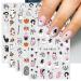 JMEOWIO 9 Sheets Halloween Nail Art Stickers Decals Self-Adhesive Pink Cute Ghost Nail Supplies Nail Art Design Decoration Accessories