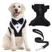 Dogs Smoking Bandana formal dog hollow with towline adjustable pet fly Bandana dog headscarves for wedding birthday Christmas collar for dogs cats (black white)