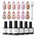 Modelones Cat Eye Gel Nail Polish Set 6 Colors Holographic Pink Purple Brown Gel Polish Glitter 9D Magnetic Gel Polish Pink Gel Polish with Magnet Nail Art DIY Salon For Women