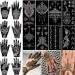 XMASIR 16 Sheets Temporary Henna Tattoo Kit  Reusable Tattoo Stencils Sets Indian Arabian Temporary Tattoo Templates Kit for Body Hand Art Black2-16pcs