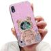 Tivenfezk Nadoli for Samsung Galaxy A10 Treibsand B r Astronaut Hidden Stand Shell caricature glitter astronaut stand Soft silicone bling mobile phone case transparent protective cover samsung galaxy a10 pink
