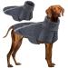 Slowton winter dog coat warm polar trap food dog outdoor jacket with turtleneck scarf reflecting stripes adjustable waterproof windproof outfits for small medium -sized dogs L+ gray