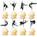 Arthsdite 24 Pcs Pole Dance Girl Cupcake Toppers Black Glitter Pole Dancing Cupcake Picks Bachelorette Bridal Shower Birthday Party Cake Decorations Supplies