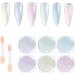 URAQT Chrome Nail Powder Set - 6Pcs Holographic Pearl with Sponge Brush | Mirror Effect Manicure Glitter for DIY Nail Art - Buy Online on GoSupps.com