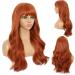 FAELBATY Super Long Orange Curly Wave Wig with Bangs - 26 Synthetic Cosplay Wig for Women - Buy Online on GoSupps.com