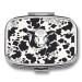 Pill Box Black and White Cowm Print 2 Compartment Medicine Pill Case Pill Organizer Decorative Metal Portable Pill Box for Pocket Or Purse Style