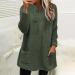 AMhomely Women's Plus Size Double Fleece Hooded Jumper - Army Green, Size M | Soft & Cozy Winter Casual Hoodie with V-Neck, Pocket, and Pullover Design - Buy Online on GoSupps.com