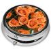 Red Rose Mini Round Pill Box - 3 Compartment Travel Organizer for Medicine Portable Pill Case for Home & Office - Buy Online on GoSupps.com
