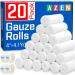 20 Pack Gauze Rolls Bandages 4 in x 4.1 Yards Premium Medical Supplies & First Aid Supplies Bandage Wrap Vet Wrap B-20