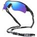 Bevi Polarized Sports Sunglasses for Men Women Baseball Running Cycling Golf Tr90 Durable and Ultralight Frame Blue Rainbow