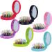 Happy Trees 6 PCS Round Travel Hair Brush with Mirror Folding Pocket Hair Brush Mini Hair Comb with Makeup Mirror for Travel (Set of 6) (Dark Colours)