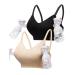 HOFISH Hands Free Pumping Bra Women Sport Bras Seamless Padded Nursing Maternity Bra for Pregnancy/Breastfeeding/Working Out S-2XL M Pumping Bra:black Beige