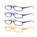 MODFANS Reading Glasses +2.5-4 Pairs Fashion Readers Narrow Frame Spring Hinge for Men Women 4 Pack Mix Color 2.5 x