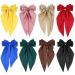 Cinaci 8 Pieces Silky Satin Big Hair Bows for Women Girls Teens Fancy Long Tail Bow Hair Clips French Hair Barrettes Hair Accessories