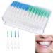 Mhduyeg Zw hrzeugbr sten 200 pieces silicone interdental brushes dental floss stick dental brushes tooth cleaning gap interdental brushes - brushes for interdental spaces (green blue)