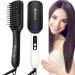 Hair Straightener Brush, 2-in-1 Ceramic Ionic Hair Straightening Brush with Anti-Scald, Auto Temperature Lock & Auto-Off Feature, 30s Fast Heating Hair Beard Straightener Comb for Home, Travel & Salon