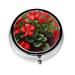 Red Geraniumsround Pill Box 3 Compartments Round Pill Box Organizer for Purse Or Pocket Portable Travel Pill Box