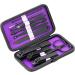 Glamne Manicure Set - 10 in 1 Professional Stainless Steel Nail Clippers Kit with Leather Travel Case | Perfect for Travel - Purple - Buy Online on GoSupps.com