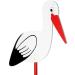 Brubaker large stork made of wood - rattle stork for sticking for inside and outside - birth baby stork for outside - birth gift wooden stork 100 cm in size printed on both sides