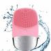 MEGAN Facial Cleansing Brush USB Rechargeble Electric Silicone Face Scrubber IPX7 Waterproof Sonic Facial Massager 3 in 1 face Brush for Deep Cleanning Blackhead Remover Exfoliating.(Pink)