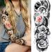 NEZAR Sexy Big Rose Flower Full Arm Temporary Tattoos - Waterproof Tribal Fake Tattoo Sleeves for Women - Buy Online on GoSupps.com