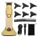 Kemei Hair Clipper for Men Professional Hair Trimmer Barbers Beard Trimmer Cordless Rechargeable Hair Cutting Grooming Kit with 6 Guide Comb T Blade Trimmer LED Display Gold