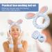 3 Pieces Cute Bunny Ear Headband and Wrist Straps Set for Washing Face Spa Soft Elastic Facial Care hairband Fluffy Headband Wristbands for Women Girls Shower Sports Makeup Bath (Blue) - Buy Online on GoSupps.com
