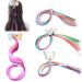 VEGCOO 4 Pieces Kids Hair Extension Rainbow Princess Unicorn Hair Clips Children Highlights Neon Colors Hairpin for Girls Princess Birthday Party Daily
