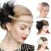 amangul Feather Headpiece Woman Carnivals Flapper Headband Mardi Gras Headpiece Masquerade Headpiece Gatsbys Headpiece(Black) - Buy Online on GoSupps.com