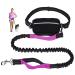 Premium dog leash walk to walk dual grip jogging line with reflective seams and feces bag dispensers dog hinge lines with adjustable for large dogs free -handed and shock -damping black / pink