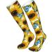 Watercolor Sunflower & Blue Butterfly Compression Socks for Men & Women | 15-20 mmHg Support for Running & Cycling - Buy Online on GoSupps.com