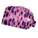 2 Pcs Working Caps with Button & Sweatband Ponytail Hair Cap Tie Back Hats Turban Cap Head Coverings Purple Pink Black Leopard Pattern