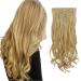 Feshfen clip in extensions 7 parts set 16 clips wavy hair extension clips hair part extensions synthetics wavy clip in hair extreme strawberry blonde & bleach blond hair parts for women 50cm 27h613# strawberry blonde & bleach-blonde-coated 50 cm (1 Pack)