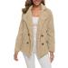 Shop Hanxiulin Oversized Plush Jacket for Women | Warm Windproof Winter Coat | Thick Lined Fleece in Khaki - Sizes Up to 3XL - Buy Online on GoSupps.com