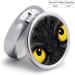 Round Yellow Eyes Pill Box | 3 Compartment Decorative Metal Pill Organizer | Portable Pocket Medicine Case - Buy Online on GoSupps.com
