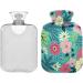 NAANLE 1L Transparent Hot Water Bottle with Palm Leaf Flower Cover - Ideal for Pain Relief & Heat Therapy - Buy Online on GoSupps.com