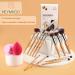 HEYMKGO 12pc Travel Size Makeup Brush Set with 2pc Sponges | Wooden Handle Brushes for Foundation, Blush, Eyeshadow & More - Buy Online on GoSupps.com