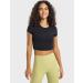 ZHENWEI Women's Ribbed Crop Top - Short Sleeve Athletic Shirt for Gym, Yoga, Running - Black, Large - Buy Online on GoSupps.com