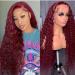 Apomedite 99j Burgundy Lace Front Wigs Human Hair Deep Wave 13x4 Hd Lace Frontal Wigs for Black Women Glueless Wigs Human Hair Pre Plucked Deep Curly Wet and Wavy Red Colored Lace Front Wig (26 Inch) 26 Inch 99j Burgundy