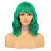 eNilecor Green Wig, Colored Green Bob Wigs for Women, Short Curly Wavy Wig with Bangs, Shoulder Length Natural Looking Heat Resistant Synthetic Wigs for Party, Cosplay, Fun, Daily Wear