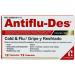 ANTIFLU-DES Cold and Flu Symptoms Relief Fever Reducer 12 Caps Box
