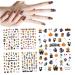 Halloween Nail Stickers 5PCS 3D Cartoon Skull Evil Goth Nail Stickers Self-Adhesive Halloween Nail Wraps Waterproof Halloween Decals for Nails