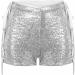 Duohropke Women's Metallic Hotpants | High Waist Sequin Glitter Shorts for Dance Disco & Carnival - Silver M02 - Buy Online on GoSupps.com